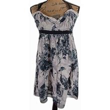 Loft Dresses | Ann Taylor Loft Dress Size 12 Black Taupe Floral Raw Edge Ribbon Straps Zip | Color: Black/Gray | Size: 12