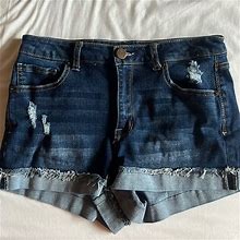 Fashion Nova Shorts | Getting Lucky High Rise Distressed Shorts - Dark Denim Size 11 | Color: Blue | Size: 11J