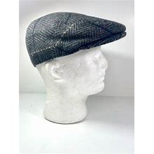 Epoch Hats Newsboy Hat Gray Gatsby Harrimgbone Plaid Lined 100% Wool