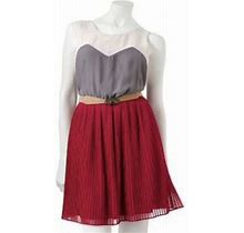 Rewind Pink Grey Sleeveless Pleated Colorblock Mini Dress - Size Large