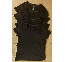Lot Of 4 Matching 100% Cotton St. John's Bay Black T Shirts Women's