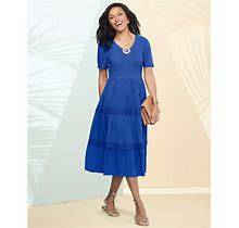 Blair Women's Malibu Gauze Tiered Dress - Blue - PM - Petite