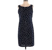 Charter Club Casual Dress - Shift Boatneck Sleeveless: Blue Polka Dots Dresses - Women's Size 6 Petite