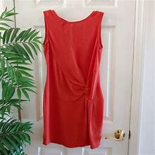 Asos Dresses | Asos Twist Front Sleeveless Scoop Neck Shift Mini Dress Rust Coral Size 4 | Color: Orange/Red | Size: 4