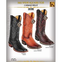 King Exotic Men's Square Toe Caiman Belly Cowboy Boots Black Cherry / 6.5