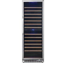 Edgestar 23.4375-In W 141-Bottles Black Cabinet Stainless Steel Door Dual Zone Cooling Built-In /Freestanding Indoor Wine Cooler | CWR1552DZ