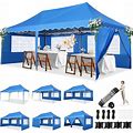 HOTEEL Pop Up Canopy Party Tent, Easy Up 10X20 Canopy With Sidewalls & Church Windows, Waterproof Outdoor Canopy Tent With 4 Sandbags For Backyard,