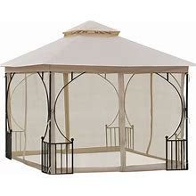 Outsunny 10' X 10' Steel Outdoor Garden Patio Gazebo Canopy With Mosquito Netting Walls