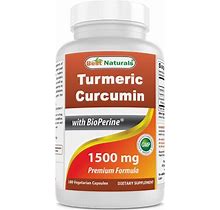 Best Naturals Turmeric Curcumin With Bioperine 1500 Mg - 180 Veggie Capsules Size 3