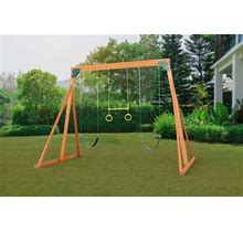 Creative Cedar Designs Trailside Wooden Swing Set- Multi Color Residential Wood Playset | 3800