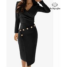 Designer Women's Midi Dress - Black - S