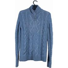 L.L. Bean Sweaters | Ll Bean Double L Blue Cotton Mix Cable Knit Full Zipper Sweater Size S | Color: Blue | Size: S