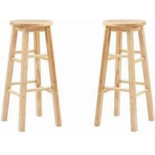 Pemberly Row 29" Backless Wood Bar Stool In Natural Brown - Set Of 2