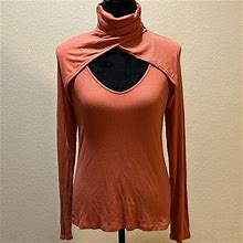 Venus Sweaters | Orange Open Neck Turtleneck Sweater | Color: Orange | Size: L