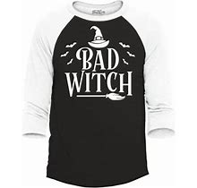 Shop4ever Men S Bad Witch Matching Halloween Costumes Raglan Baseball Shirt Medium Black/White