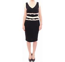 Cavalli Class Women Black Dress 100% Polyester Lace Sheath Belted