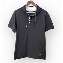Lcr Shirts | Lcr 1989 Mens Black Henley Tshirt With White Button Accents Front Closure,Xxl | Color: Black/White | Size: Xxl(Fitted)