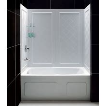 Dreamline Qwall 32-In L X 60-In W X 60-In H White 4-Piece Glue Up Bathtub Back Wall Panel | SHBW-1360603-01
