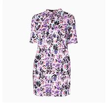 Women's Pink / Purple Retro Purple Rose Print Shirt Dress | Small | Quillattire