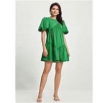 Lightinthebox Women's Green Casual Dress Mini Dress Short Sleeve Plain Color Lace Frill Trim Summer Crew Neck Basic Vacation S M L Large