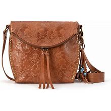 The Sak Womens Silverlake Crossbody Bag In Leather Casual Purse With Adjustable Strap Zipper Pockets, Tobacco Floral Embossed Ii, One Size US