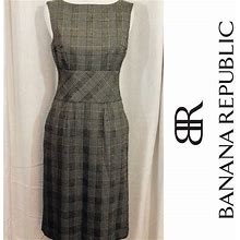 Banana Republic Dresses | Banana Republic Plaid & Houndstooth Sheath Dress | Color: Black/White | Size: 0