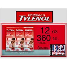 3 Bottles, Tylenol Fever Treatment For Children, Cherry Flavored, 12