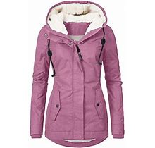Zizocwa Woman Jackets Casual Jacket Hoodie For Women Women Plus Size Winter Overcoat Women's Jacket Thick Outwear Plush Lined Hooded Coat Warm Trench