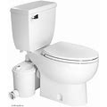 SANIFLO 013-087-005 Two Piece Elongated Bowl Toilet With Grinder Pump, Sanibest Collection, White Finish
