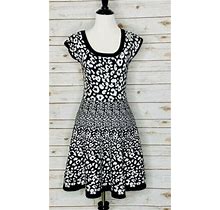 Large Candie's A-Line Sweater Dress Stretch White And Black Stretch