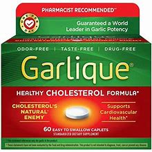 Garlique Cholesterol's Natural Supplement Cardiovascular Health Caplets 60 Ct