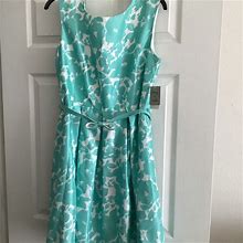 Danny & Nicole Dresses | Size 14 Summer Dress Turquoise Seafoam And White Nwt | Color: White | Size: 14