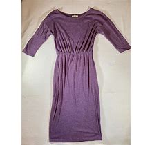 Moyabo Dress Womens Size Small Purple 3/4Th Sleeve Elastic Waist Sheath A-Line