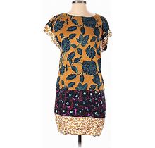 Boden Casual Dress - Mini Crew Neck Short Sleeves: Tan Print Dresses - Women's Size 4