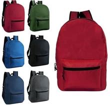 24 Pieces 15 Kids Basic Backpack In 6 Assorted Colors - Backpacks 15 Or Less