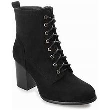 Journee Collection Shoes | New Faux Suede Lace Up/Zip Up Black Ankle Bootie | Color: Black | Size: 5.5Bb
