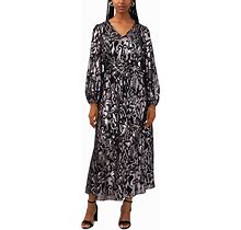 Msk Women's Printed Belted Maxi Dress - Black - Size S