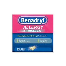 J&J 17021 - Benadryl Dye-Free Allergy Relief, Liqui-Gels, 24 Capsules