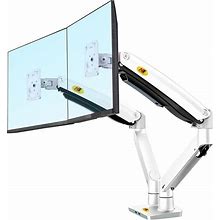 North Bayou Desk Adjustable Dual Mount Full Motion Swivel Monitor Arms, White