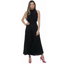 Marina Women's Sleeveless Pleated Dress, Black, 12