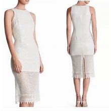 Dress The Population Dresses | Dress The Population White Sequin Textured Dress | Color: Silver/White | Size: M