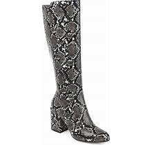 Journee Collection Tavia Wide Calf Boot | Women's | Black/White Snake Print | Size 8 | Boots