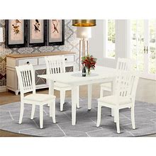 East West Furniture NODA5-LWH-C 5-Pc Dining Room Table Set 4 Upholstered Dining