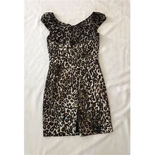 Guess Los Angeles Women's Leopard Print Sheath Dress Cap Sleeves Size