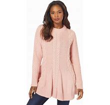 Roaman's Women's Plus Size Fit-And-Flare Sweater - 1X, Pink
