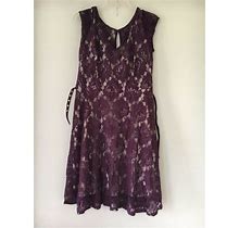 Danny & Nicole Size 14 Burgundy Wine Red Lace Lined Flare Dress Women