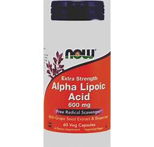 Now Foods Alpha Lipoic Acid Extra Strength 600 Mg 60 Veg Capsules GMP Quality