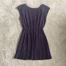 Forever 21 Dresses | Forever 21 Pleated Navy Blue Dress With Low Back | Color: Blue | Size: S