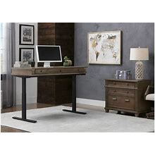 Lexicon 2-Pc. Adjustable-Height Home Office Set In Weathered Dove By Martin Furniture