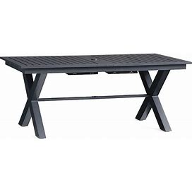 Outdoor Indio Metal X-Base Extending Dining Table, Slate | Pottery Barn